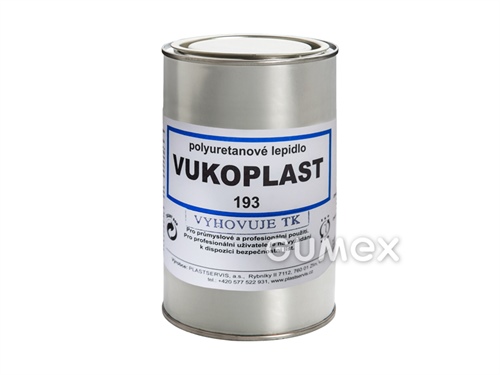 Lepidlo VUKOPLAST 193 za studena na PVC a PUR, 1000ml (možno použiť tužidlo TR 400 5-10%), hustota 0,81g/cm3 pri +20°C, transparentné